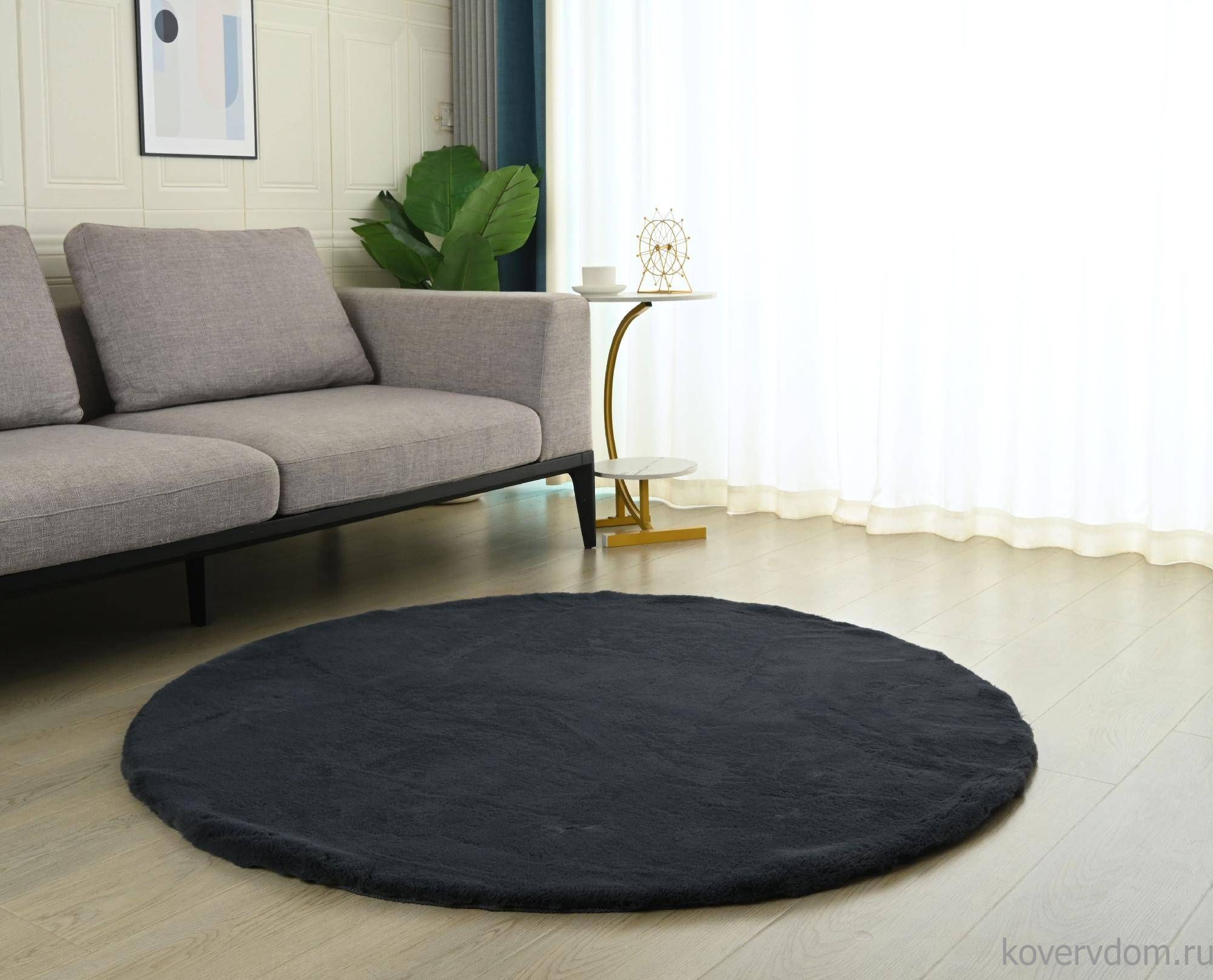 Ковер из искусственного меха RABBIT PREMIUM MS1000 ANTRACITE Круг