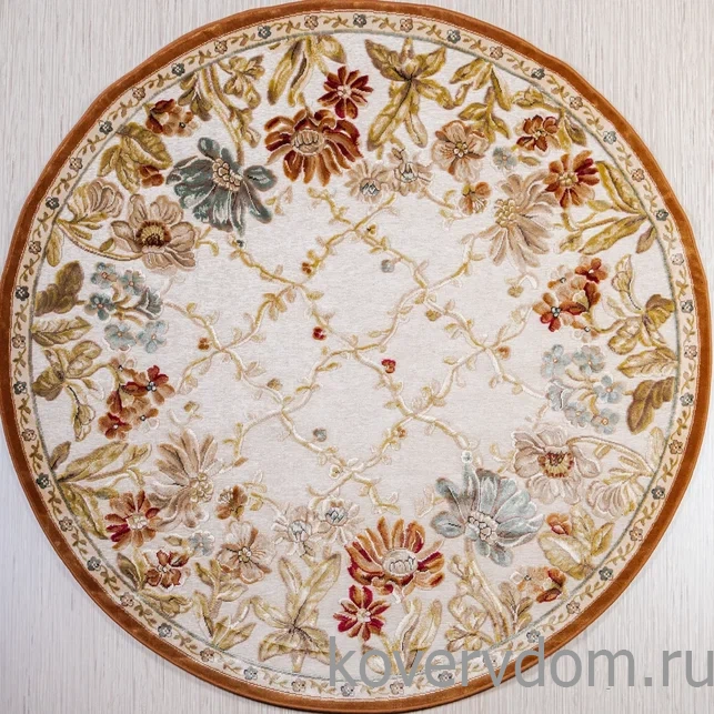 Рельефный ковер из вискозы GENOVA Цветы 38262 6282 60 КРУГ